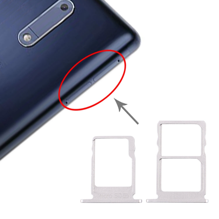 SIM Card Tray + SIM Card Tray + Micro SD Card Tray for Nokia 5 / N5 TA-1024 TA-1027 TA-1044 TA-1053 (White) - Card Tray by buy2fix | Online Shopping UK | buy2fix