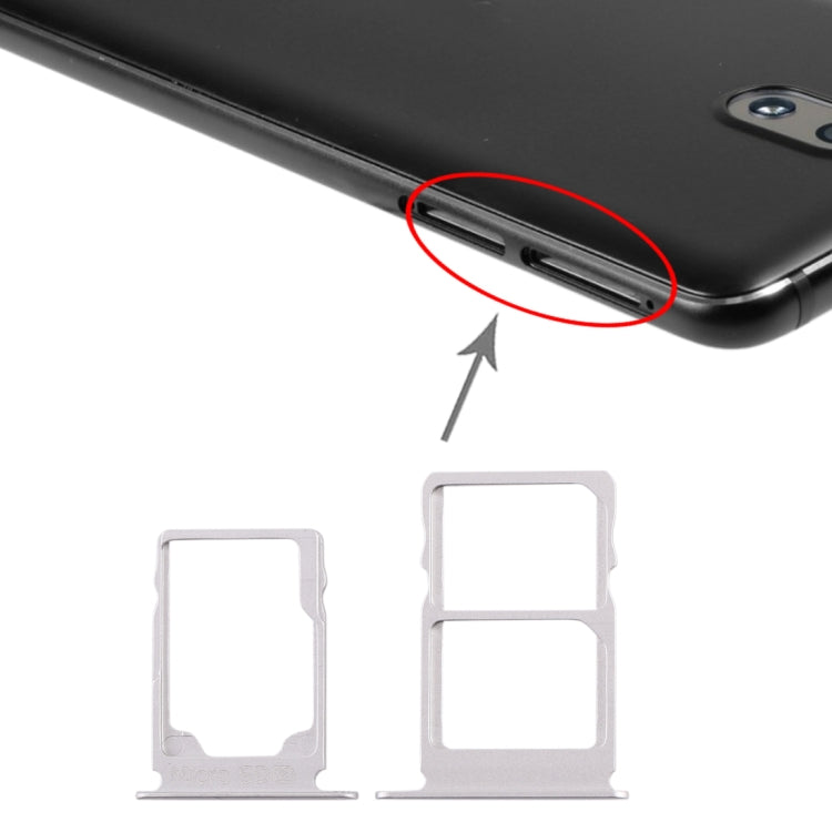 SIM Card Tray + SIM Card Tray + Micro SD Card Tray for Nokia 3.1 TA-1049 TA-1057 TA-1063 TA-1070 (White) - Card Tray by buy2fix | Online Shopping UK | buy2fix