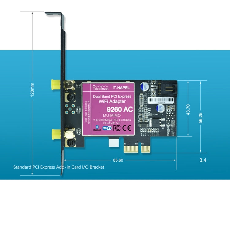 9260NGW Brand New for Intel Dual Band Wireless-AC 9260AC Bluetooth 5.0 5G 1730Mbps Wifi Network Card PK 8265 / 7260 / 8260 - Add-on Cards by buy2fix | Online Shopping UK | buy2fix