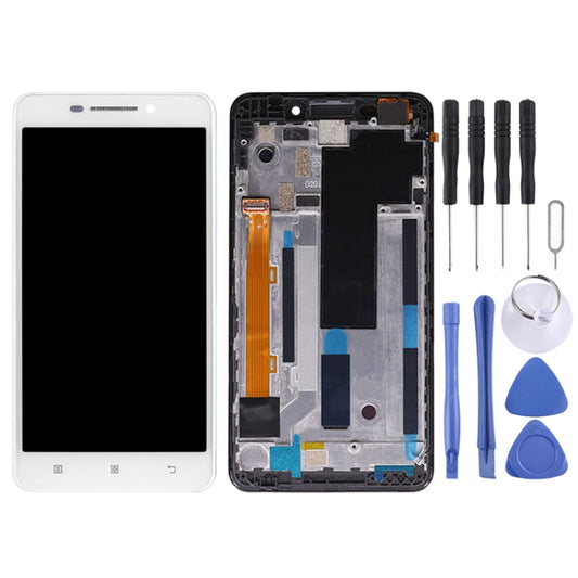 OEM LCD Screen for Lenovo A5000 Digitizer Full Assembly with Frame(White) by buy2fix