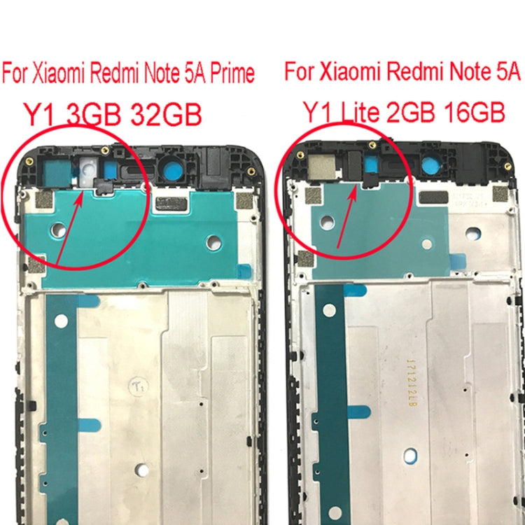 Front Housing LCD Frame Bezel for Xiaomi Redmi Note 5A Prime / Y1(White) - Frame Bezel Plate by buy2fix | Online Shopping UK | buy2fix