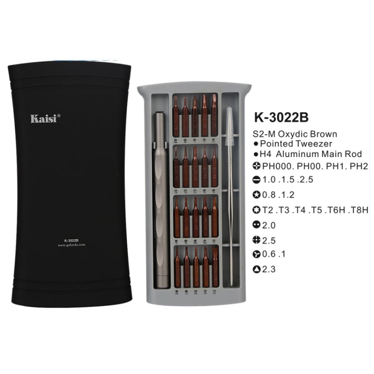 Kaisi K-3022B 22 in1 High Precision Screwdriver Set Magnetic Screwdriver Bits - Screwdriver Set by Kaisi | Online Shopping UK | buy2fix