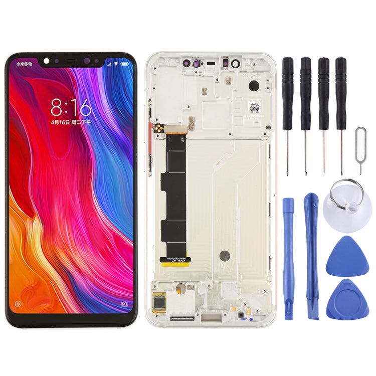 LCD Screen and Digitizer Full Assembly with Frame & Side Keys for Xiaomi Mi 8(Silver) - LCD Screen by buy2fix | Online Shopping UK | buy2fix