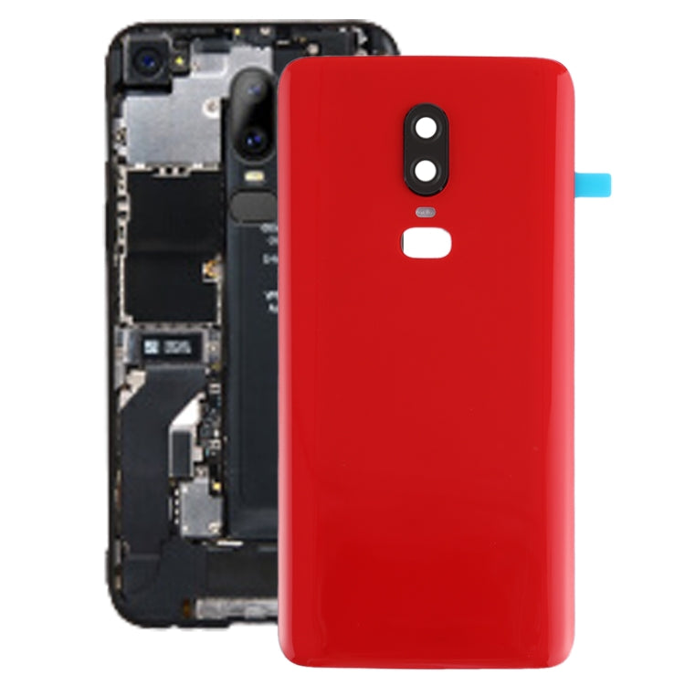 For OnePlus 6 Smooth Surface Battery Back Cover (Red) - Back Cover by buy2fix | Online Shopping UK | buy2fix