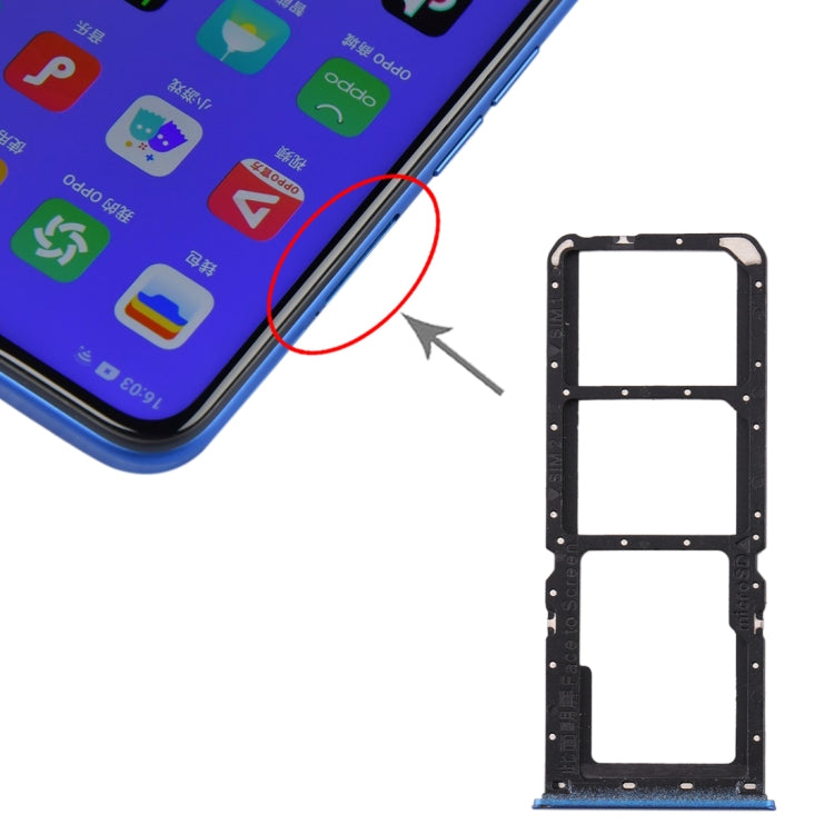 For OPPO A11x/A11/A9(2020)/A5(2020) SIM Card Tray + SIM Card Tray + Micro SD Card Tray (Blue) - Card Tray by buy2fix | Online Shopping UK | buy2fix