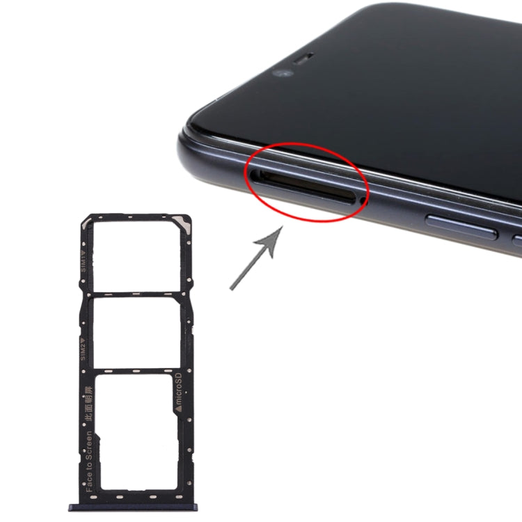 For Realme 2 SIM Card Tray + SIM Card Tray + Micro SD Card Tray (Black) - Card Tray by buy2fix | Online Shopping UK | buy2fix