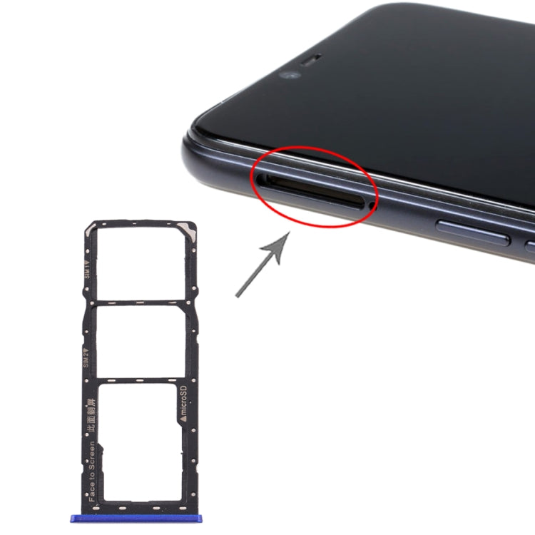 For Realme 2 SIM Card Tray + SIM Card Tray + Micro SD Card Tray (Blue) - Card Tray by buy2fix | Online Shopping UK | buy2fix