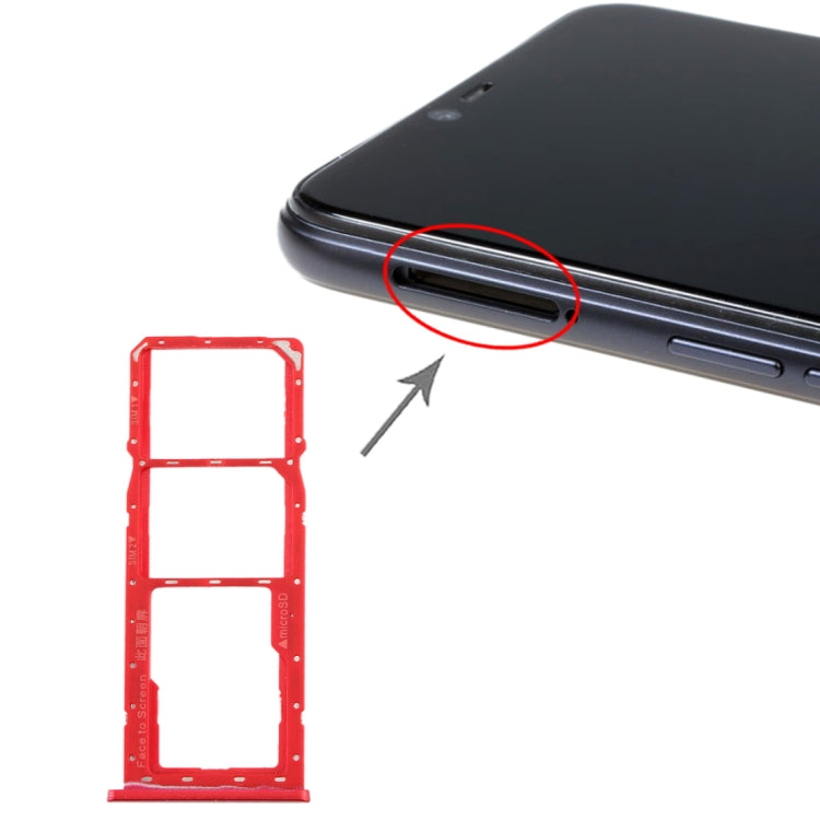 For Realme 2 SIM Card Tray + SIM Card Tray + Micro SD Card Tray (Red) - Card Tray by buy2fix | Online Shopping UK | buy2fix