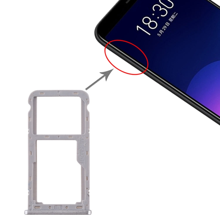 For Meizu M6T SIM Card Tray + SIM / Micro SD Card Tray (Silver) by buy2fix