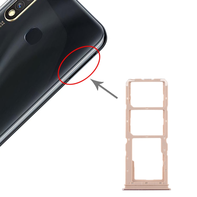 For vivo Y5s SIM Card Tray + SIM Card Tray + Micro SD Card Tray (Gold) - Card Tray by buy2fix | Online Shopping UK | buy2fix