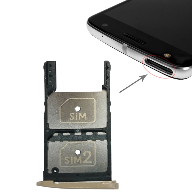 2 SIM Card Tray + Micro SD Card Tray for Motorola Moto Z Play(Gold) - Card Socket by buy2fix | Online Shopping UK | buy2fix