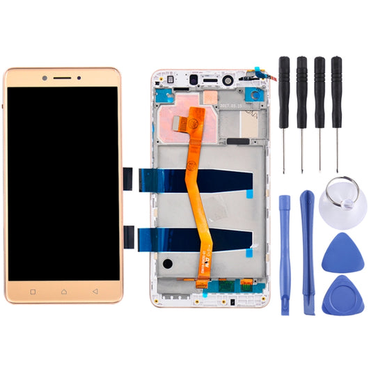 OEM LCD Screen for 5.5 inch Lenovo K6 Note K53a48 Digitizer Full Assembly with Frame (Gold) by buy2fix