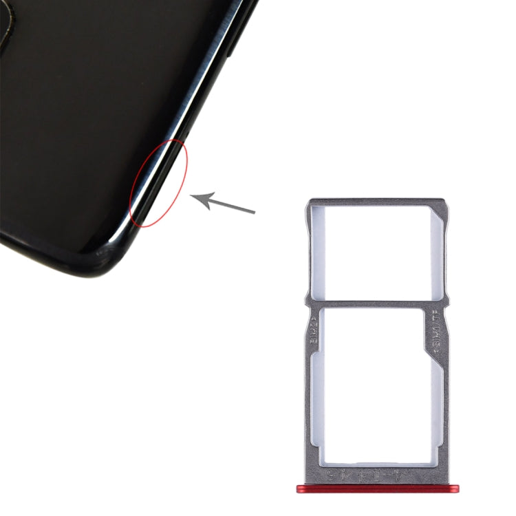 For Meizu 15 SIM Card Tray + SIM Card Tray / Micro SD Card Tray (Red) by buy2fix