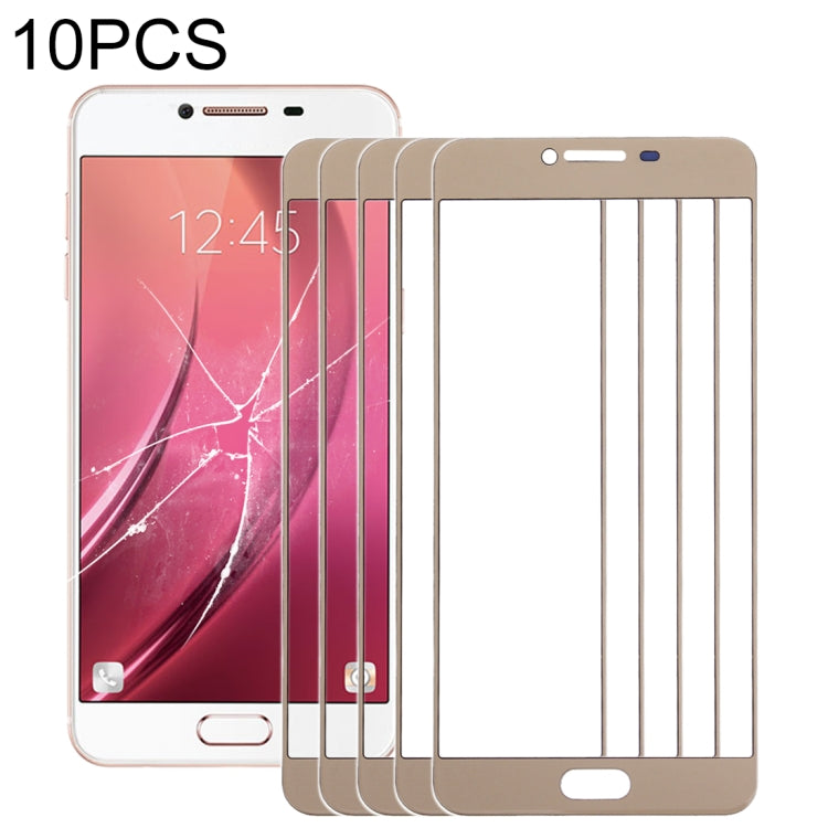 For Samsung Galaxy C7 10pcs Front Screen Outer Glass Lens (Gold) - Outer Glass Lens by buy2fix | Online Shopping UK | buy2fix