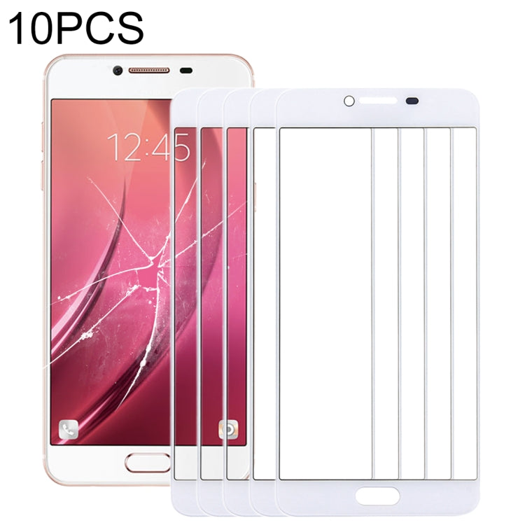 For Samsung Galaxy C7 10pcs Front Screen Outer Glass Lens (White) - Outer Glass Lens by buy2fix | Online Shopping UK | buy2fix