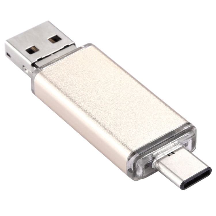32GB 3 in 1 USB-C / Type-C + USB 2.0 + OTG Flash Disk, For Type-C Smartphones & PC Computer (Gold) - U Disk & Card Reader by buy2fix | Online Shopping UK | buy2fix