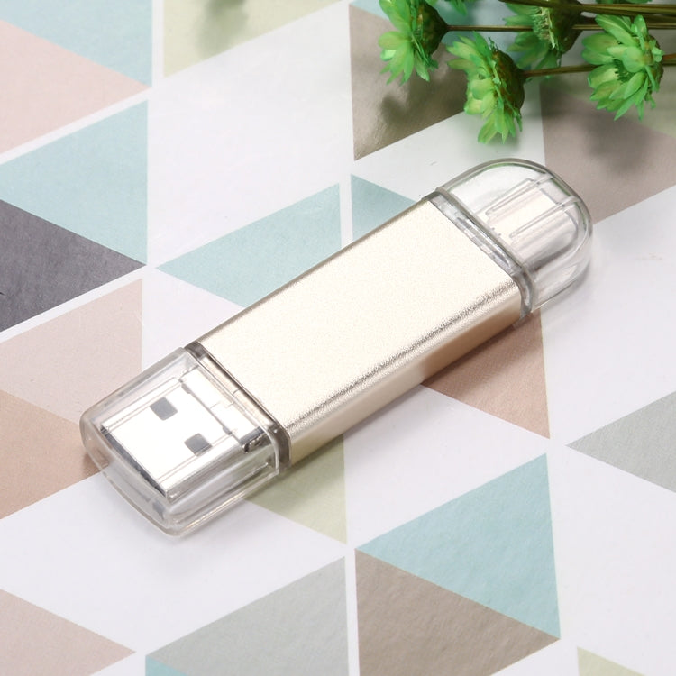 32GB 3 in 1 USB-C / Type-C + USB 2.0 + OTG Flash Disk, For Type-C Smartphones & PC Computer (Gold) - U Disk & Card Reader by buy2fix | Online Shopping UK | buy2fix