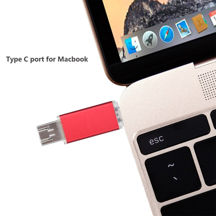 32GB 3 in 1 USB-C / Type-C + USB 2.0 + OTG Flash Disk, For Type-C Smartphones & PC Computer (Red) - U Disk & Card Reader by buy2fix | Online Shopping UK | buy2fix