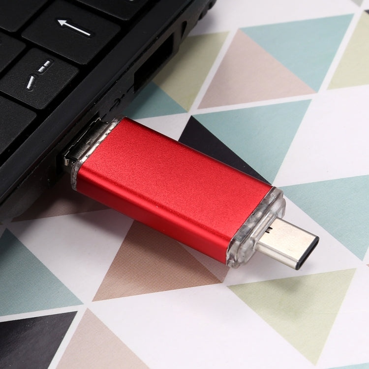 32GB 3 in 1 USB-C / Type-C + USB 2.0 + OTG Flash Disk, For Type-C Smartphones & PC Computer (Red) - U Disk & Card Reader by buy2fix | Online Shopping UK | buy2fix