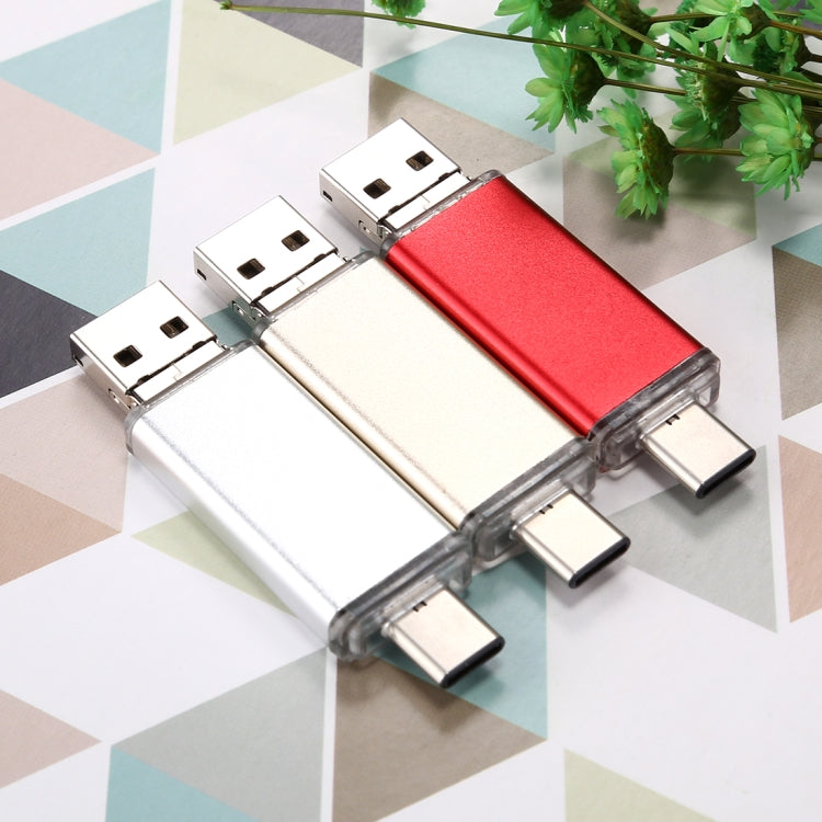 32GB 3 in 1 USB-C / Type-C + USB 2.0 + OTG Flash Disk, For Type-C Smartphones & PC Computer (Red) - U Disk & Card Reader by buy2fix | Online Shopping UK | buy2fix