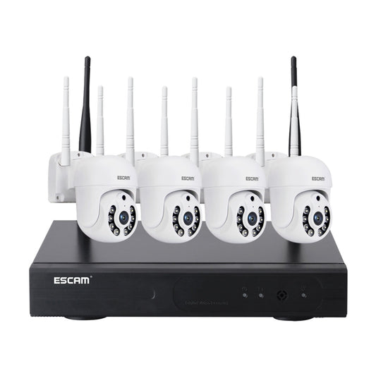 ESCAM WNK714 3.0 Million Pixels 4-channel HD Dome Camera NVR Wireless Monitoring Kit, UK Plug by ESCAM