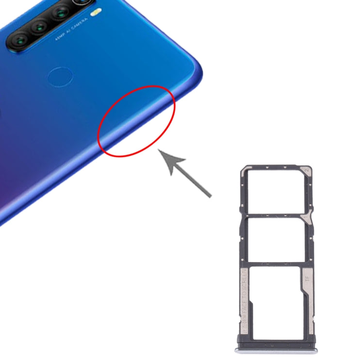 SIM Card Tray + SIM Card Tray + Micro SD Card Tray for Xiaomi Redmi Note 8T / Redmi Note 8 (Silver) - Card Tray by buy2fix | Online Shopping UK | buy2fix