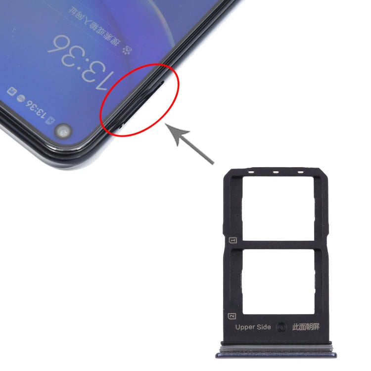 For Vivo Y70s V2002A SIM Card Tray + SIM Card Tray (Black) by buy2fix