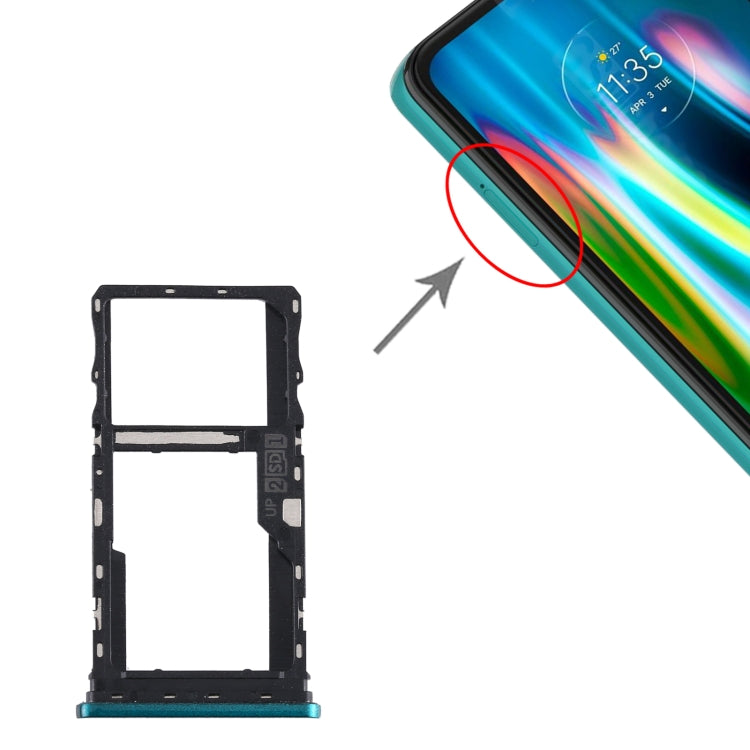 SIM Card Tray + SIM Card Tray / Micro SD Card Tray for Motorola Moto G9 Play/Moto G9 (India) (Green) - Card Socket by buy2fix | Online Shopping UK | buy2fix