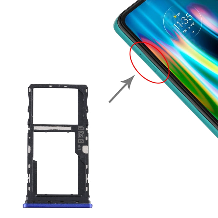 SIM Card Tray + SIM Card Tray / Micro SD Card Tray for Motorola Moto G9 Play/Moto G9 (India) (Blue) - Card Socket by buy2fix | Online Shopping UK | buy2fix