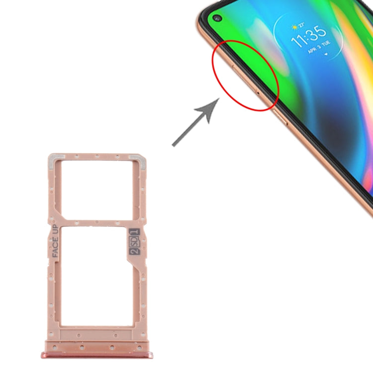 SIM Card Tray + SIM Card Tray / Micro SD Card Tray for Motorola Moto G9 Plus XT2087-1(Gold) - Card Socket by buy2fix | Online Shopping UK | buy2fix