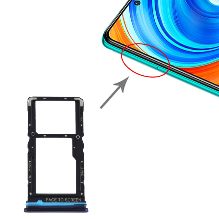 SIM Card Tray + SIM Card Tray / Micro SD Card Tray for Xiaomi Redmi Note 9 Pro 5G M2007J17C (Blue) - Card Tray by buy2fix | Online Shopping UK | buy2fix