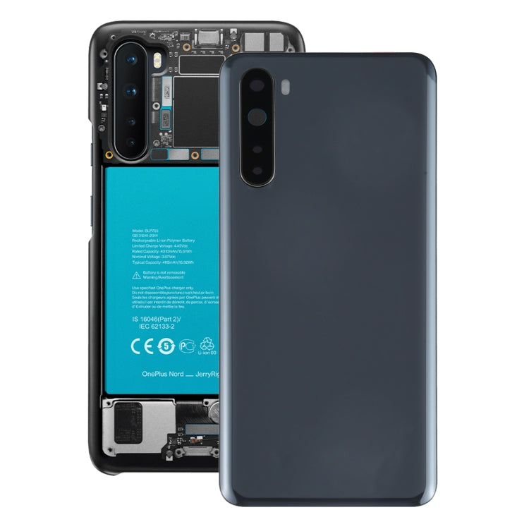 For OnePlus Nord Battery Back Cover with Camera Lens Cover (Grey) - Back Cover by buy2fix | Online Shopping UK | buy2fix