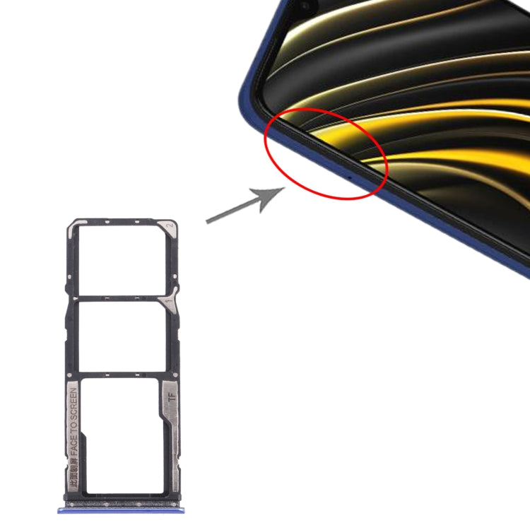 SIM Card Tray + SIM Card Tray + Micro SD Card Tray for Xiaomi Poco M3 M2010J19CG M2010J19CI (Blue) by buy2fix