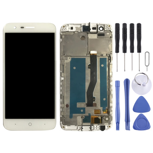 OEM LCD Screen for ZTE Blade V8 Lite Digitizer Full Assembly with Frame(White) by buy2fix