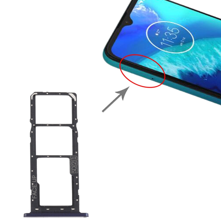 SIM Card Tray + SIM Card Tray + Micro SD Card Tray for Motorola Moto G8 Power Lite (Black) - Card Socket by buy2fix | Online Shopping UK | buy2fix
