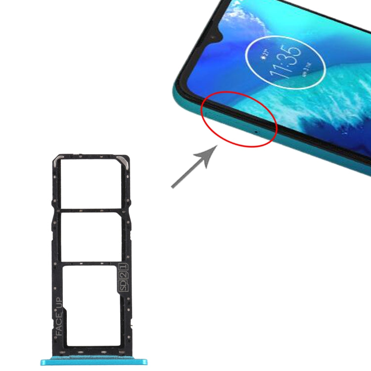 SIM Card Tray + SIM Card Tray + Micro SD Card Tray for Motorola Moto G8 Power Lite (Green) - Card Socket by buy2fix | Online Shopping UK | buy2fix