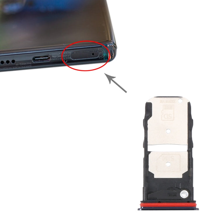 SIM Card Tray + Micro SD Card Tray for Motorola Moto Edge+ (Black) - Card Socket by buy2fix | Online Shopping UK | buy2fix