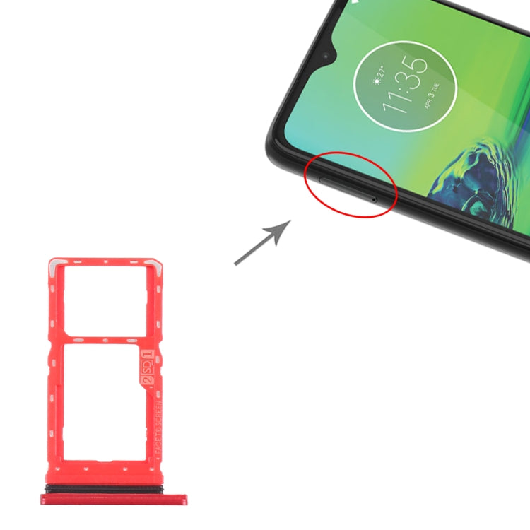 SIM Card Tray + Micro SD Card Tray for Motorola Moto G8 Play XT2015 XT2015-2 (Red) - Card Socket by buy2fix | Online Shopping UK | buy2fix