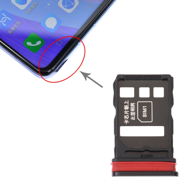 SIM Card Tray + SIM Card Tray for Huawei Nova 6 (Black) by buy2fix