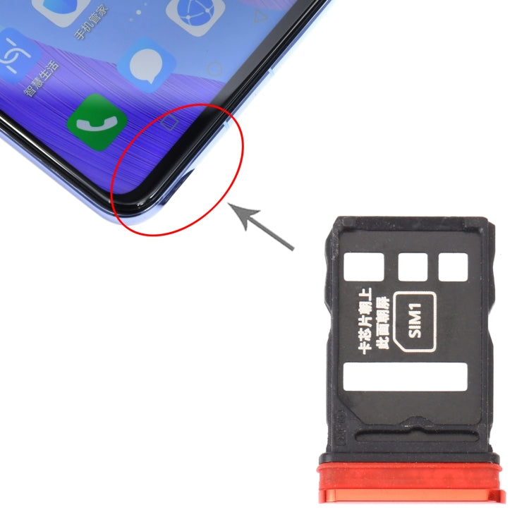 SIM Card Tray + SIM Card Tray for Huawei Nova 6 (Red) by buy2fix
