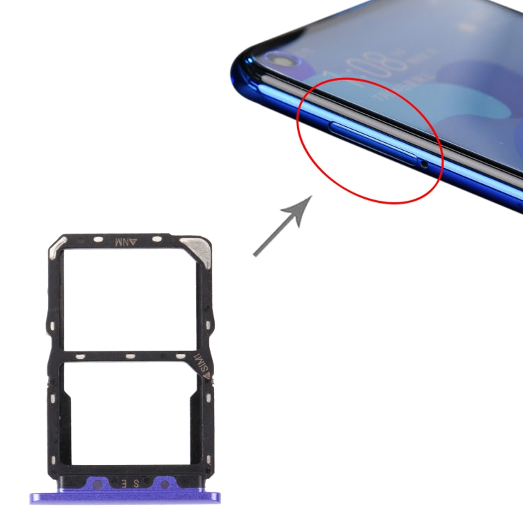 SIM Card Tray + NM Card Tray for Huawei Nova 5 Pro (Purple) by buy2fix