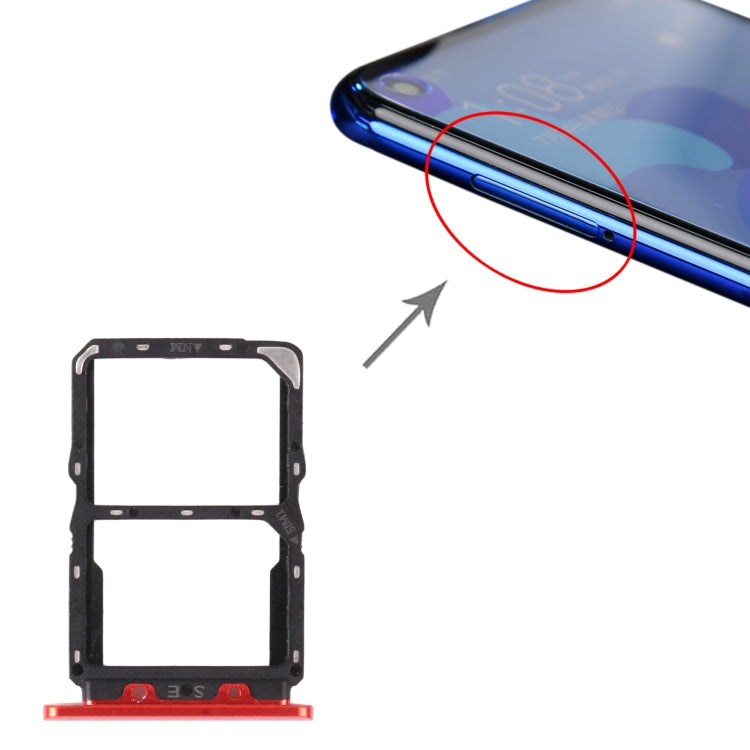 SIM Card Tray + NM Card Tray for Huawei Nova 5 Pro (Red) by buy2fix