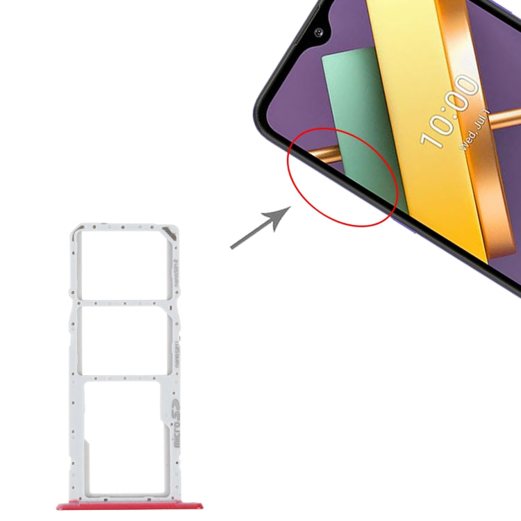 SIM Card Tray + SIM Card Tray + Micro SD Card Tray for LG K22 LMK200Z LMK200E LMK200B LM-K200 (Red) by buy2fix