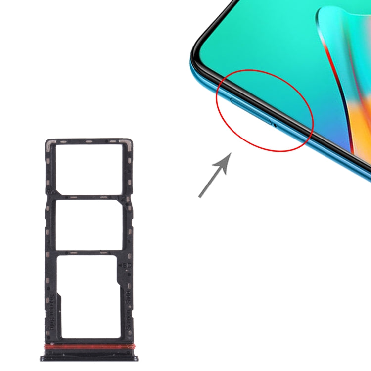 For infinix Hot 10 Play / Smart 5(India) X688C X688B SIM Card Tray + SIM Card Tray + Micro SD Card Tray (Black) - Card Tray by buy2fix | Online Shopping UK | buy2fix