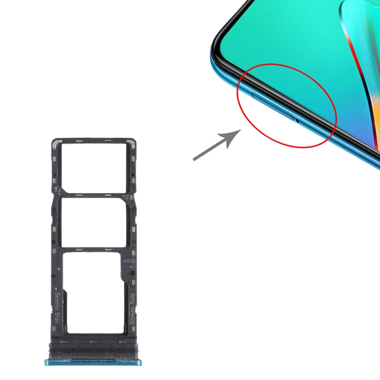 For infinix Smart 5 X657 X657C SIM Card Tray + SIM Card Tray + Micro SD Card Tray (Green) - Card Tray by buy2fix | Online Shopping UK | buy2fix