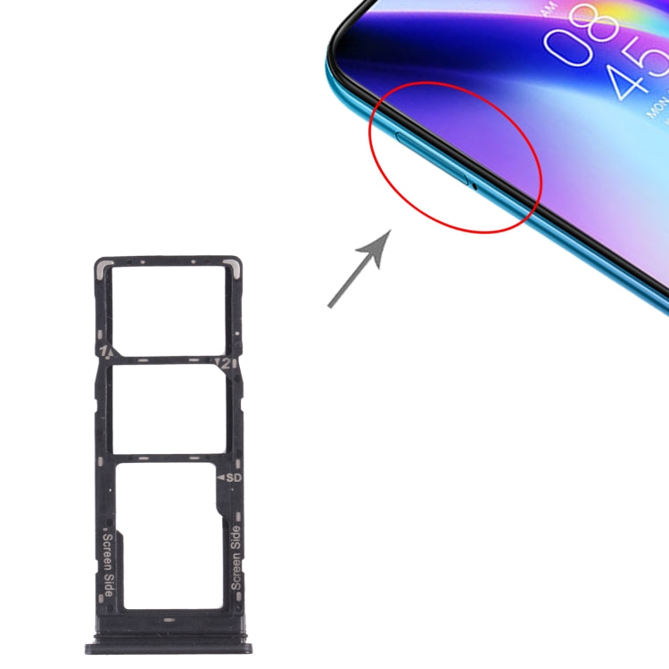 For Tecno Pouvoir 4 Pro / Pouvoir 4 LC7 SIM Card Tray + SIM Card Tray + Micro SD Card Tray (Black) - Card Tray by buy2fix | Online Shopping UK | buy2fix