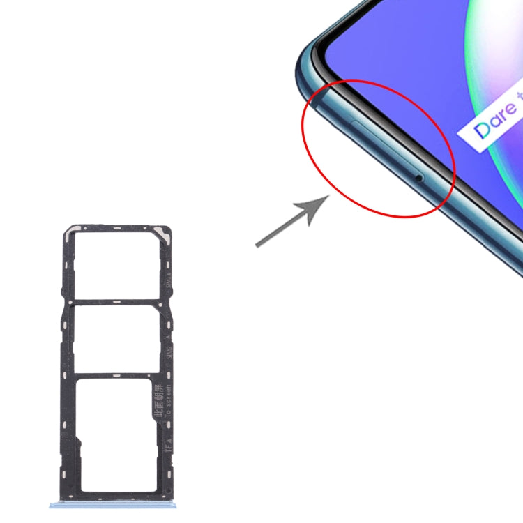 For OPPO Realme C12 RMX2189 SIM Card Tray + SIM Card Tray + Micro SD Card Tray (Blue) by buy2fix