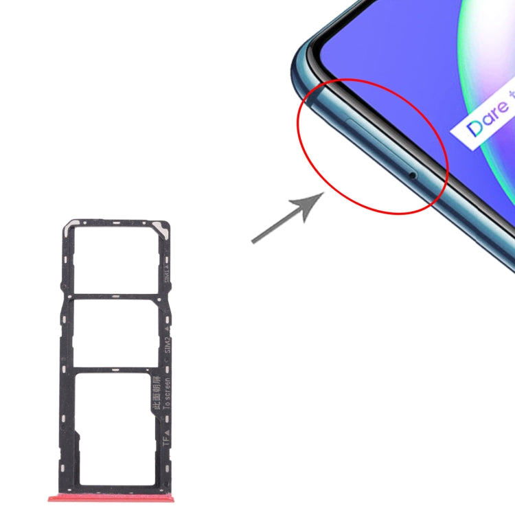 For OPPO Realme C12 RMX2189 SIM Card Tray + SIM Card Tray + Micro SD Card Tray (Red) by buy2fix