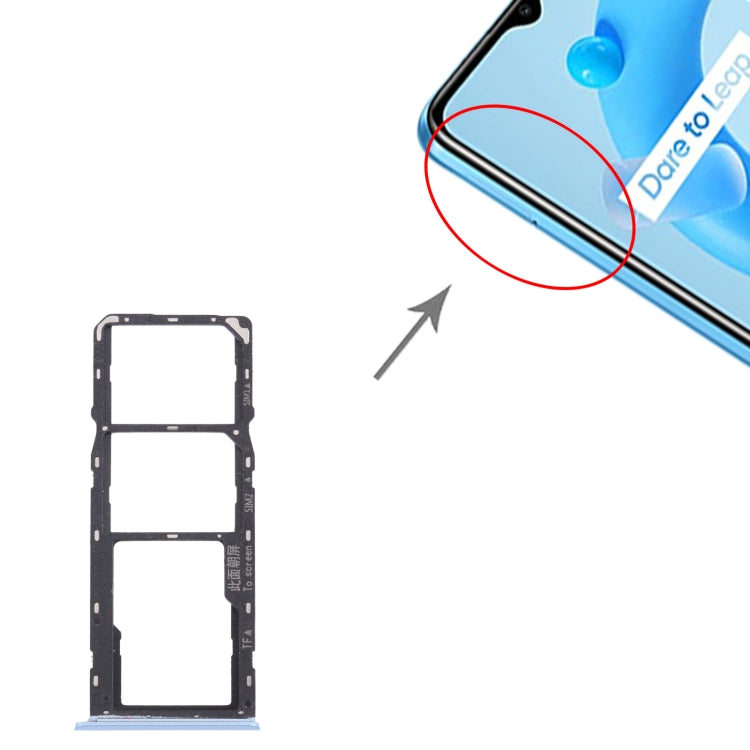 For OPPO Realme C11 (2021) RMX3231 SIM Card Tray + SIM Card Tray + Micro SD Card Tray (Blue) - Card Tray by buy2fix | Online Shopping UK | buy2fix