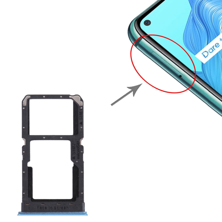 For OPPO Realme V5 5G SIM Card Tray + SIM Card Tray / Micro SD Card Tray (Blue) - Card Tray by buy2fix | Online Shopping UK | buy2fix